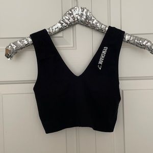 Gymshark Black V Neck Ribbed Sports Bra M
